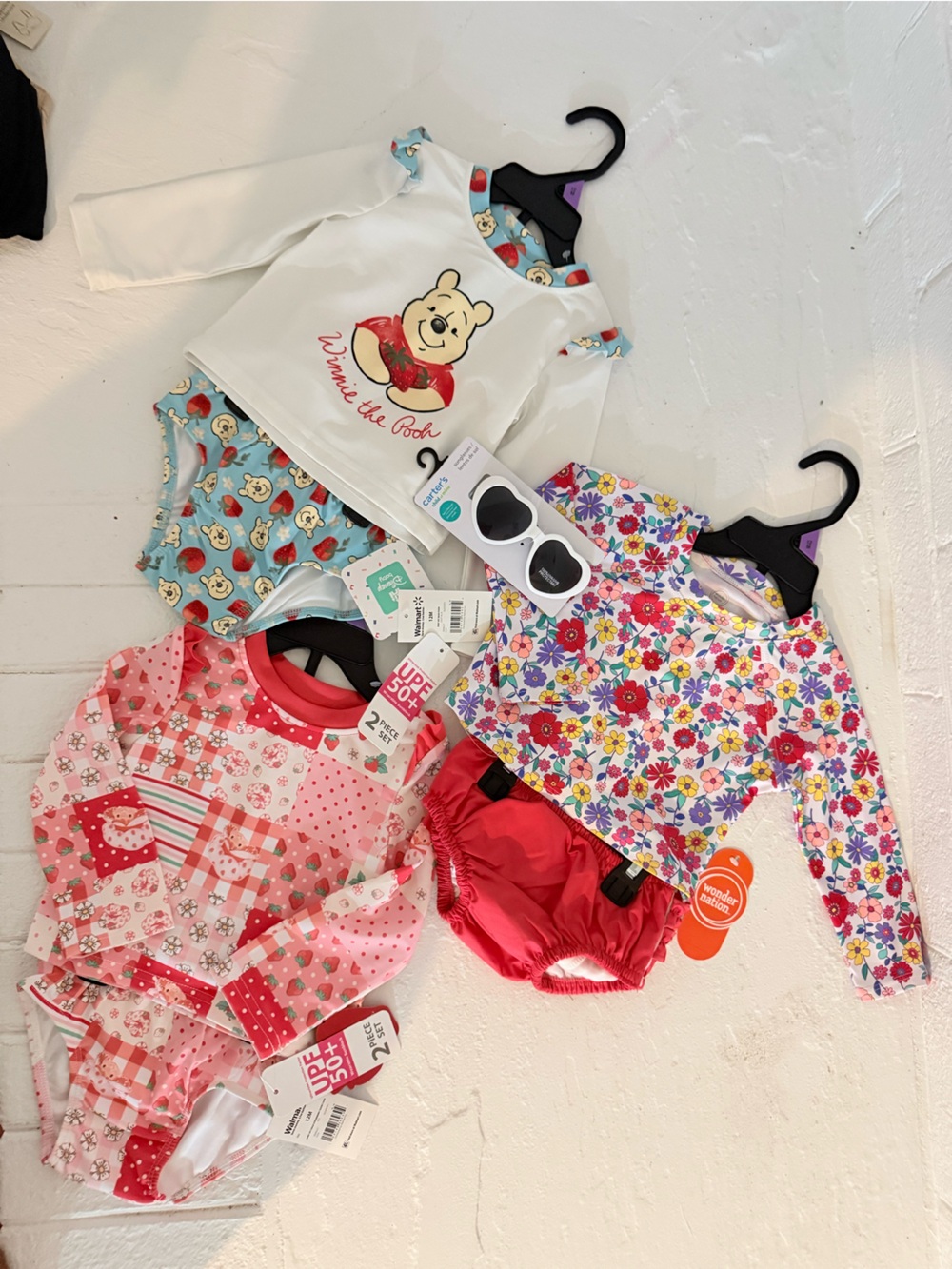 Girls Floral & Character Swim Set with White Sunglasses